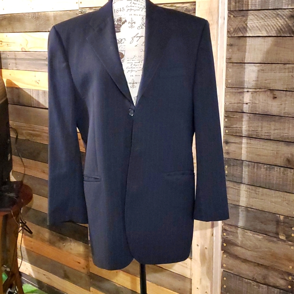 COPY - Perry Ellis black and blue pin stripes blazer sz 46